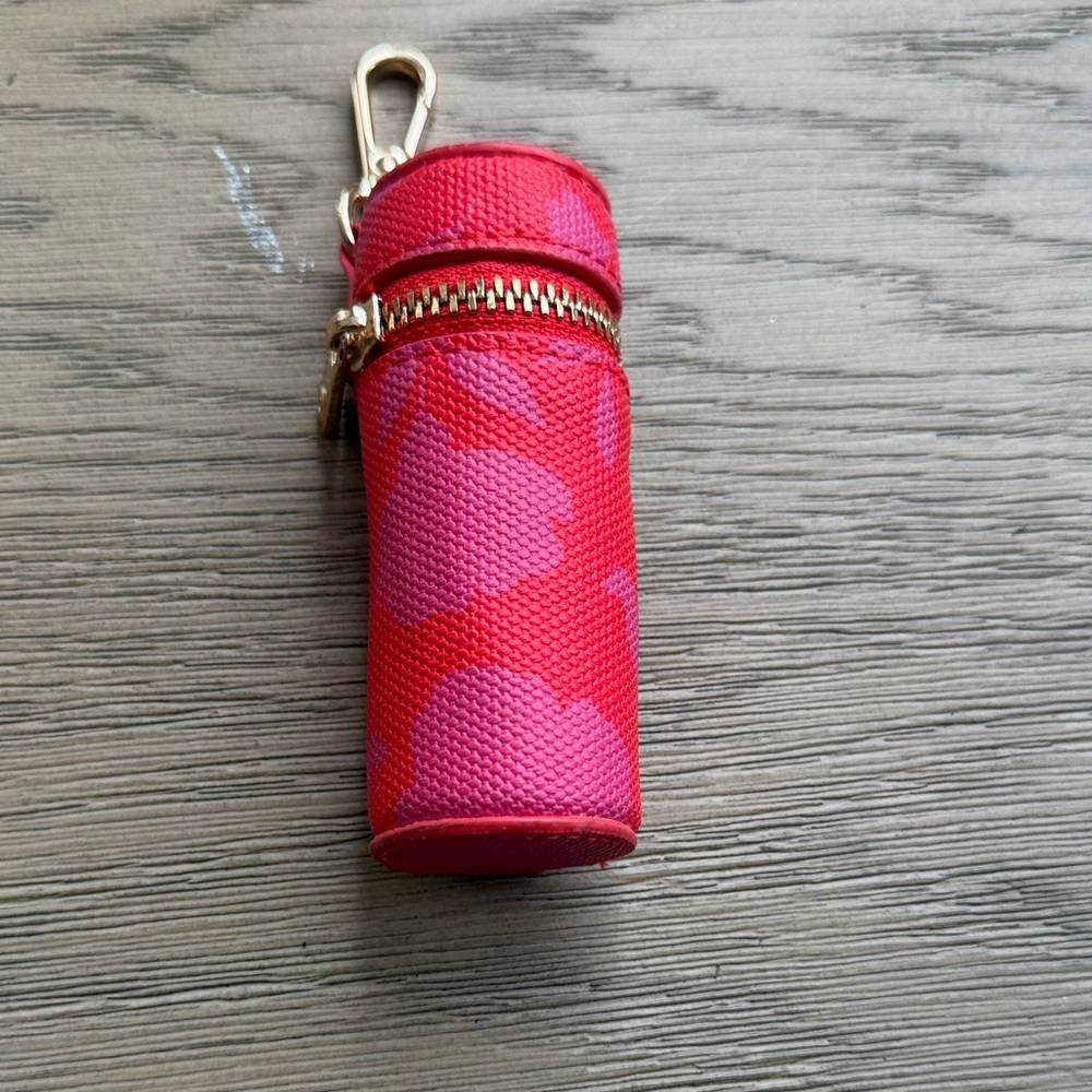 Kate spade x Target Red and Pink Patterned lipstick Keychain Holder